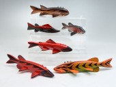 SIX HAND-CARVED AND PAINTED DE
