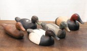 SIX HAND CARVED CANVASBACK DUC