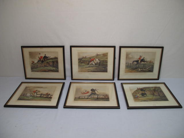 Six hand colored comical hunt