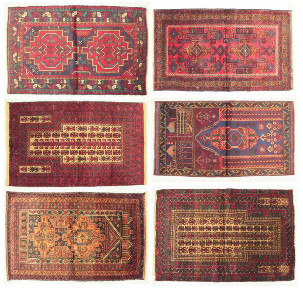 SIX HAND KNOTTED BELOUCHI TRIBAL