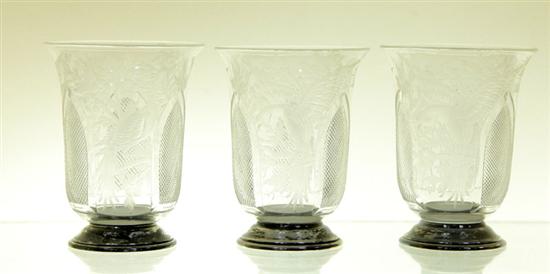 SIX HAWKES CUT GLASS TUMBLERS.