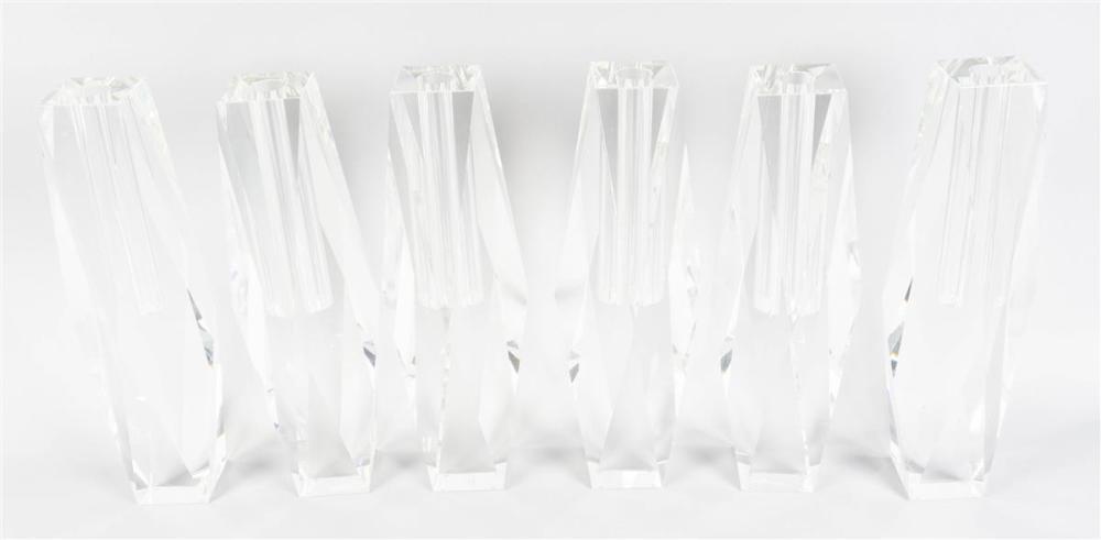 SIX HEAVY FACETED GLASS