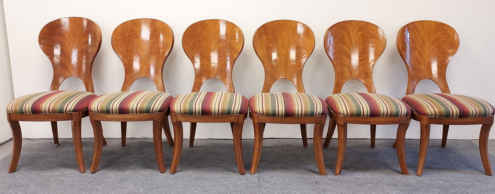 SIX HENREDON BURLED WOOD DINING