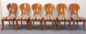SIX HENREDON BURLED WOOD DININ