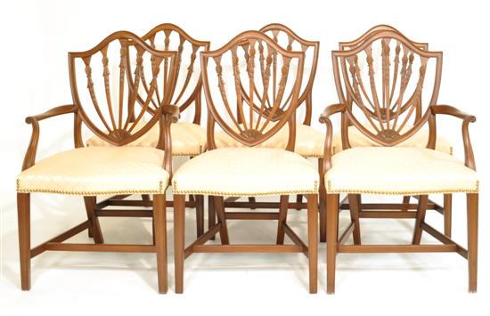 Six Hepplewhite style chairs 