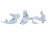 SIX HEREND BLUE FISHNET PORCEL