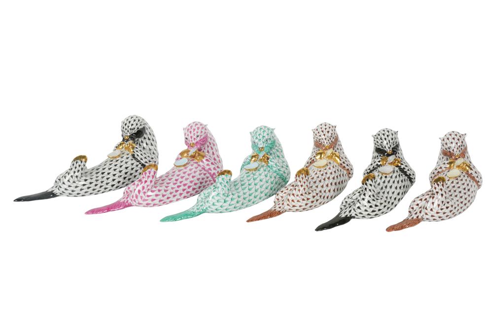 SIX HEREND PORCELAIN FISHNET