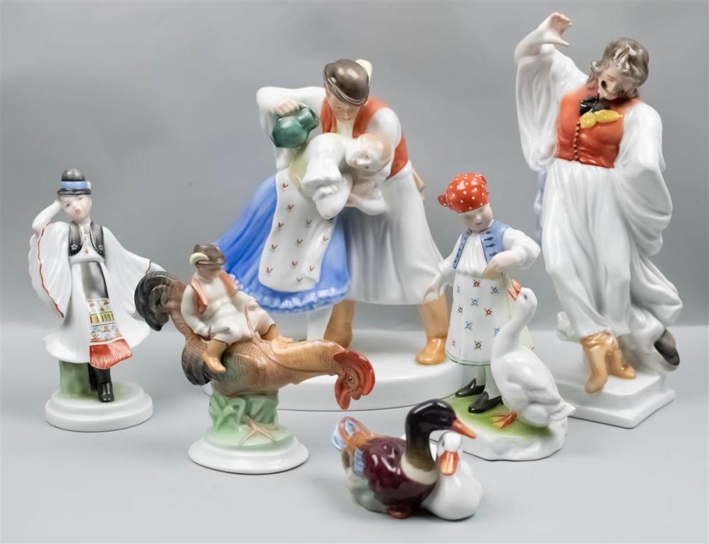 SIX HEREND PORCELAIN PEASANT
