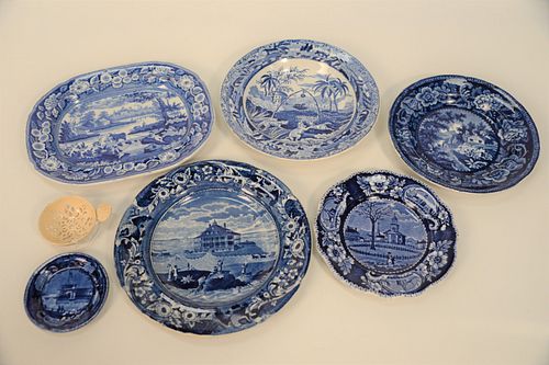 SIX HISTORICAL BLUE STAFFORDSHIRE