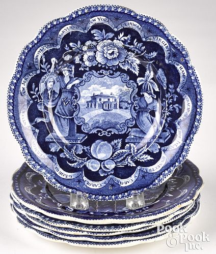 SIX HISTORICAL BLUE STAFFORDSHIRE