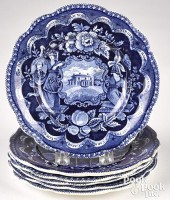 SIX HISTORICAL BLUE STAFFORDSH