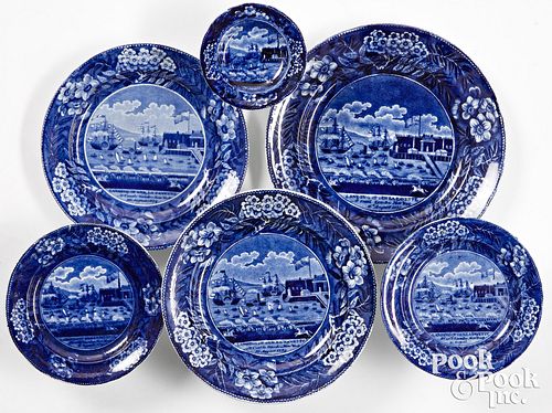 SIX HISTORICAL BLUE STAFFORDSHIRE
