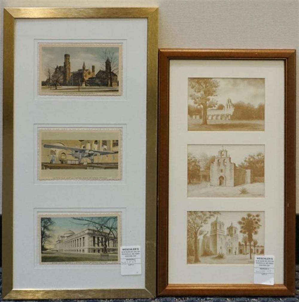 SIX HISTORICAL POSTCARDS (FRAMED AS