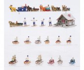 Six horse drawn wagons on skis