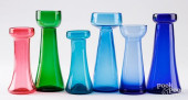 SIX HYACINTH VASES<br>Six glas