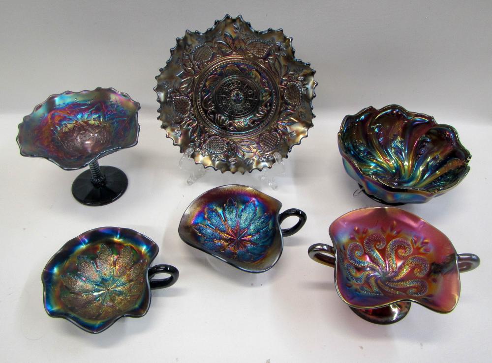 SIX IMPERIAL CARNIVAL GLASS