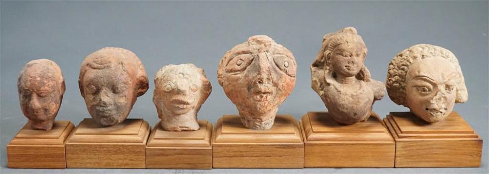 SIX INDIAN PINK-BUFF POTTERY
