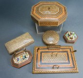 SIX INDO-PERSIAN INLAID LACQUE