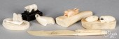 SIX INUIT WALRUS TUSK CARVINGS
