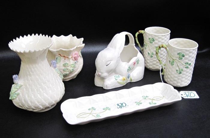 SIX IRISH BELLEEK PORCELAINS;