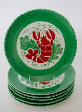 SIX ITALIAN CERAMIC SCALLOPED