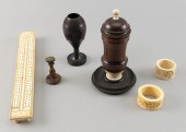 SIX IVORY AND WOOD ITEMSSIX IV