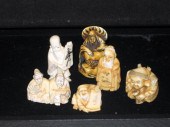 Six Ivory Figural Netsuke    J