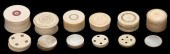 SIX IVORY WHIST COUNTER BOXES.