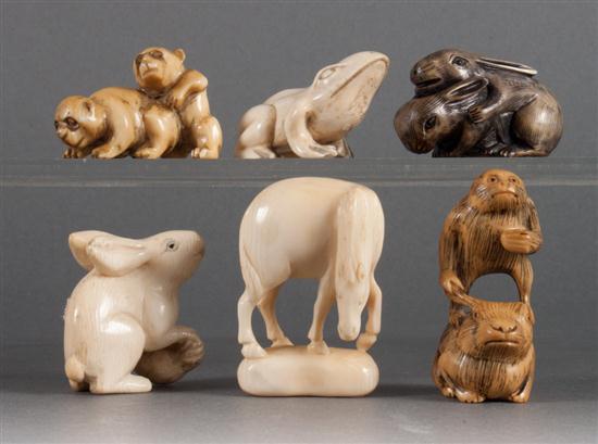 Six Japanese carved ivory