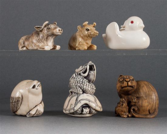 Six Japanese carved ivory