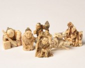 Six Japanese carved netsukes o