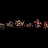 Six Japanese Carved Wood 'Figu