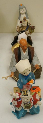 SIX JAPANESE CERAMIC FIGURESSi