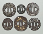 Six Japanese iron tsuba , all