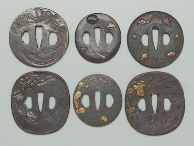 Six Japanese iron tsuba , all kinko