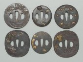 Six Japanese iron tsuba , all