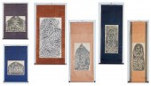 SIX JAPANESE RUBBINGS MOUNTED
