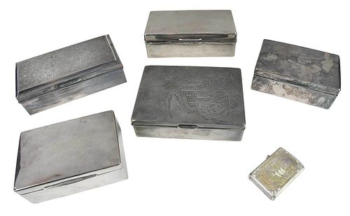 SIX JAPANESE SILVER DESK