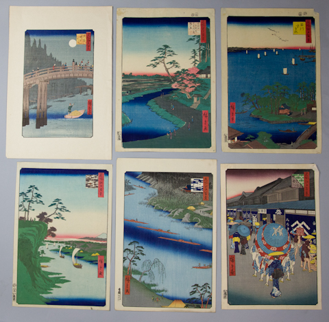SIX JAPANESE UKIYO-E PRINTS after