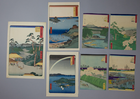 SIX JAPANESE UKIYO-E PRINTS after