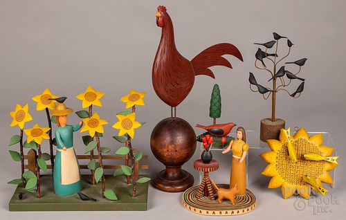 SIX JOHN CARLTON CARVED AND PAINTED