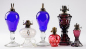 SIX KEROSENE LAMPS<br>Six glas