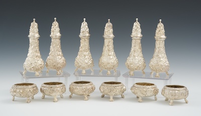 Six Kirk Steiff Repousse Salt