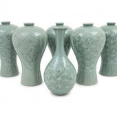Six Korean Celadon Ground 'Cra