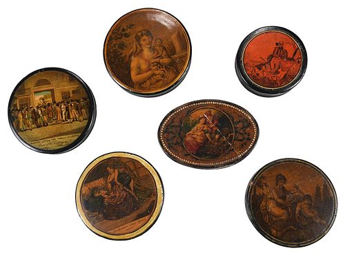 SIX LACQUERED BOXES WITH