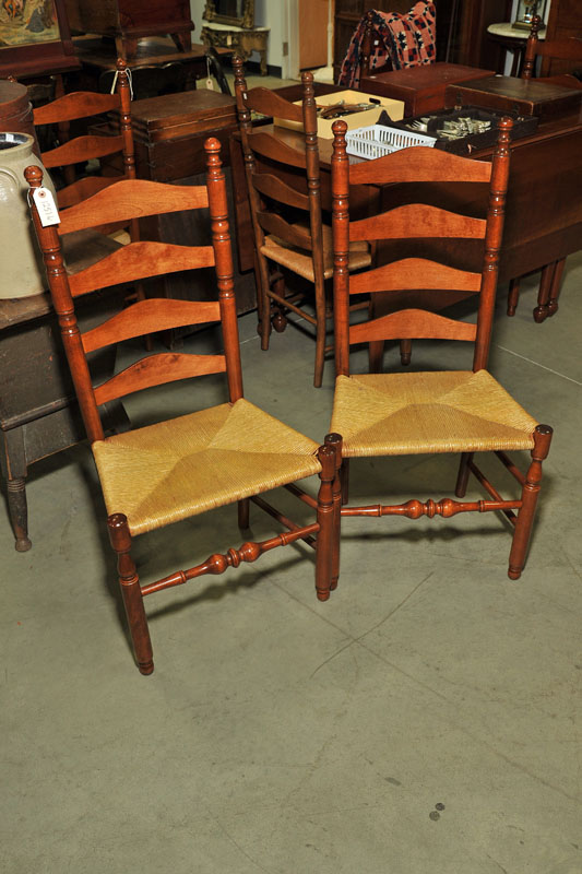 SIX LADDERBACK SIDE CHAIRS.