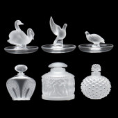 SIX LALIQUE CRYSTAL BOUDOIR AC