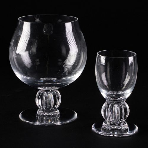 SIX LALIQUE GLASS SNIFTERS AND
