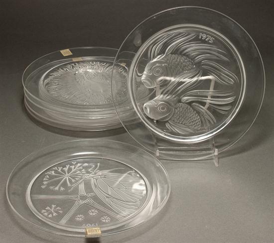 Six Lalique molded and partially