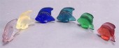 SIX LALIQUE VARIED COLOR CRYST